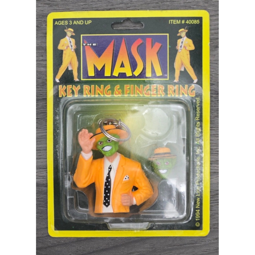 Vintage 1994 The Mask Key Ring & Finger Ring Combo Sealed New